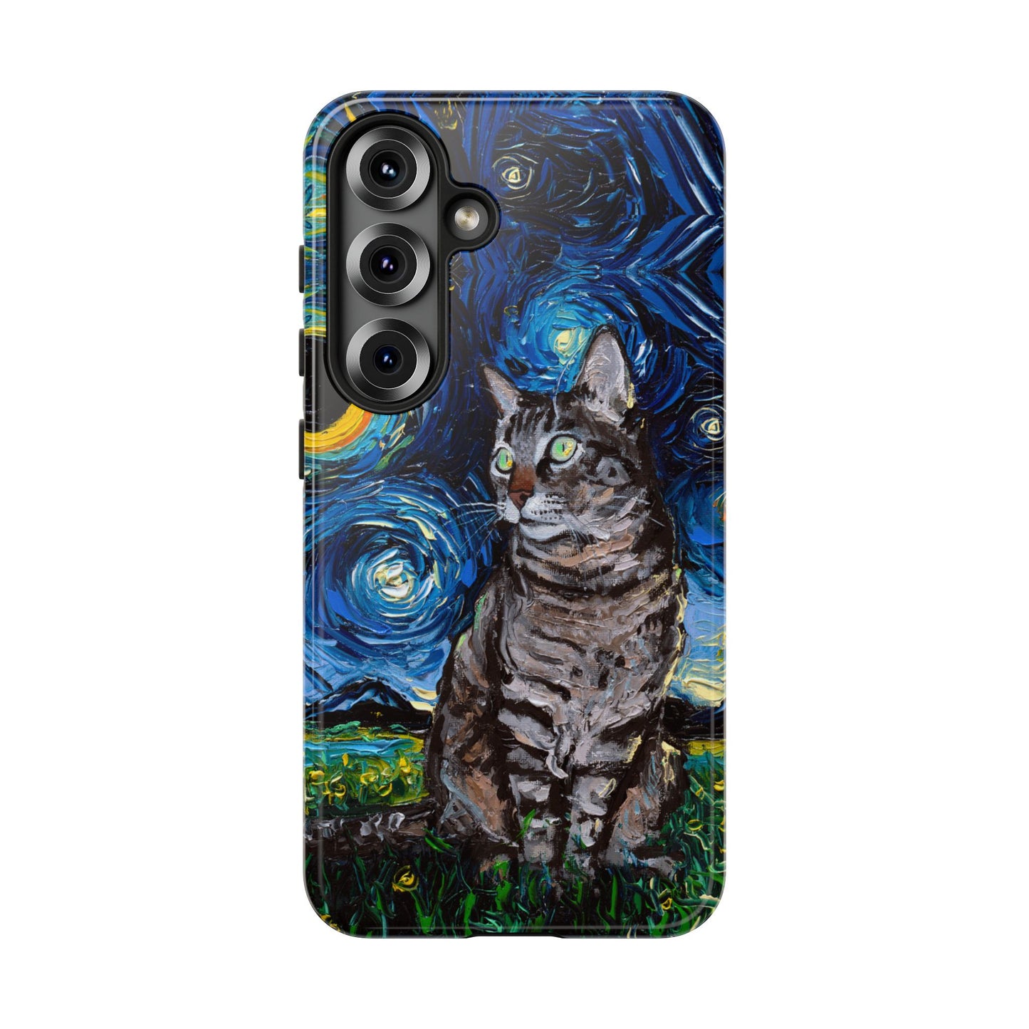 Tabby Cat Starry Night Art Phone Case
