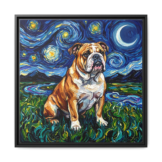 "Bulldog Night" Framed Canvas Wall Art