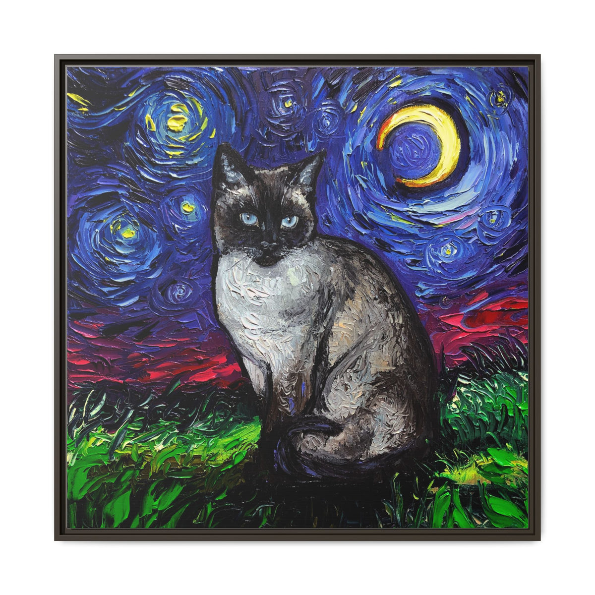 "Siamese Night" Framed Canvas Wall Art
