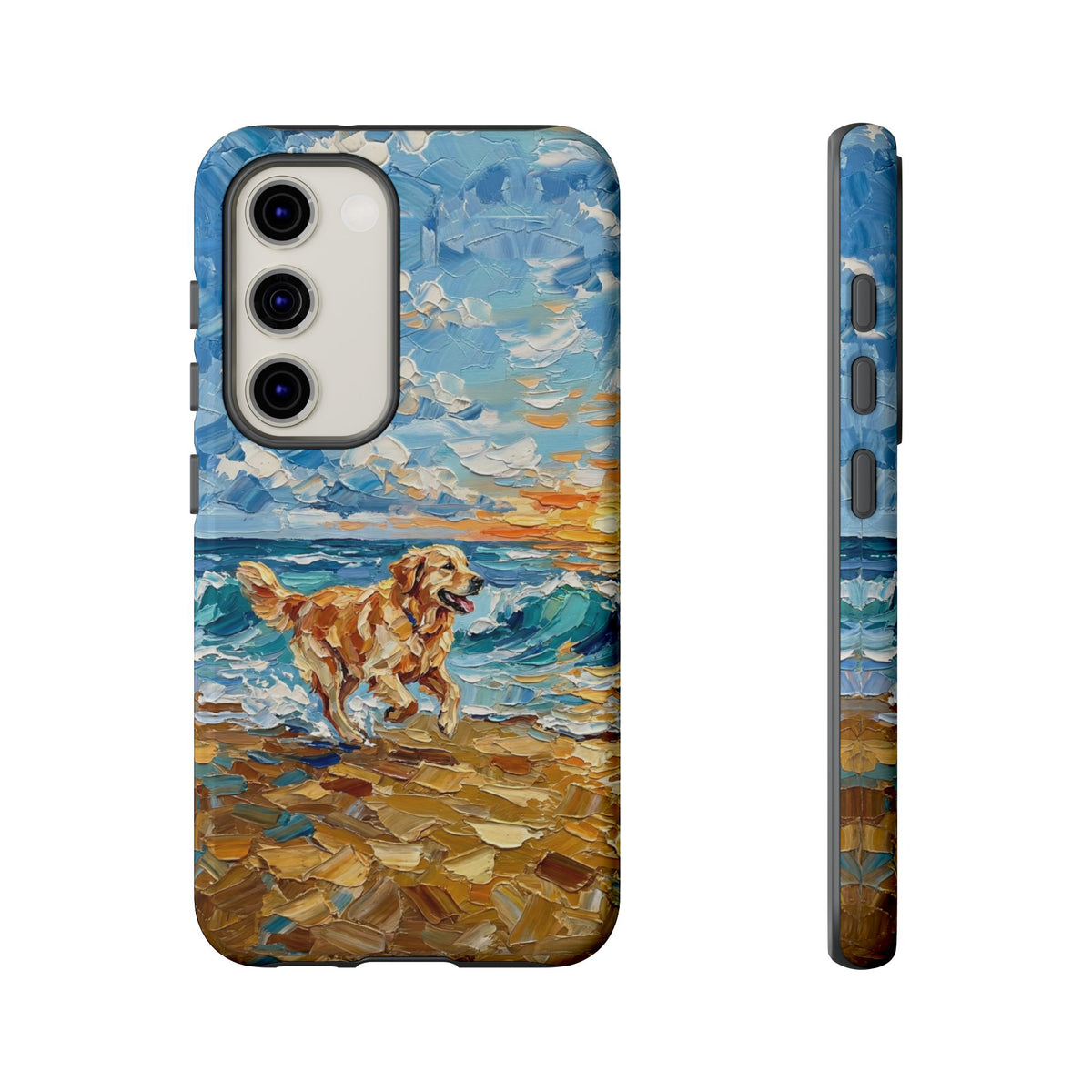 Golden Retriever Running on the Beach Art Phone Case