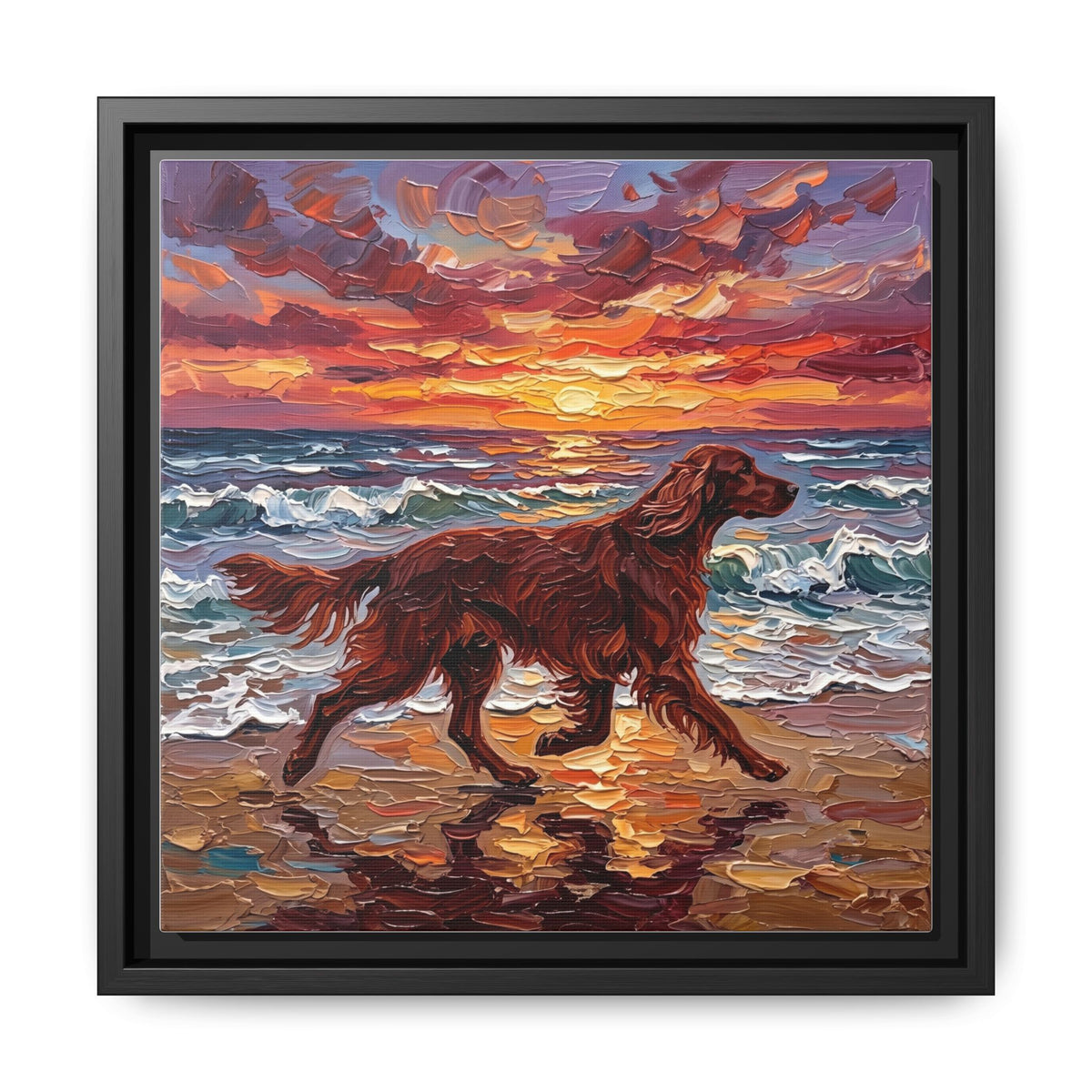 "Beach Days - Irish Setter" Framed Canvas Wall Art