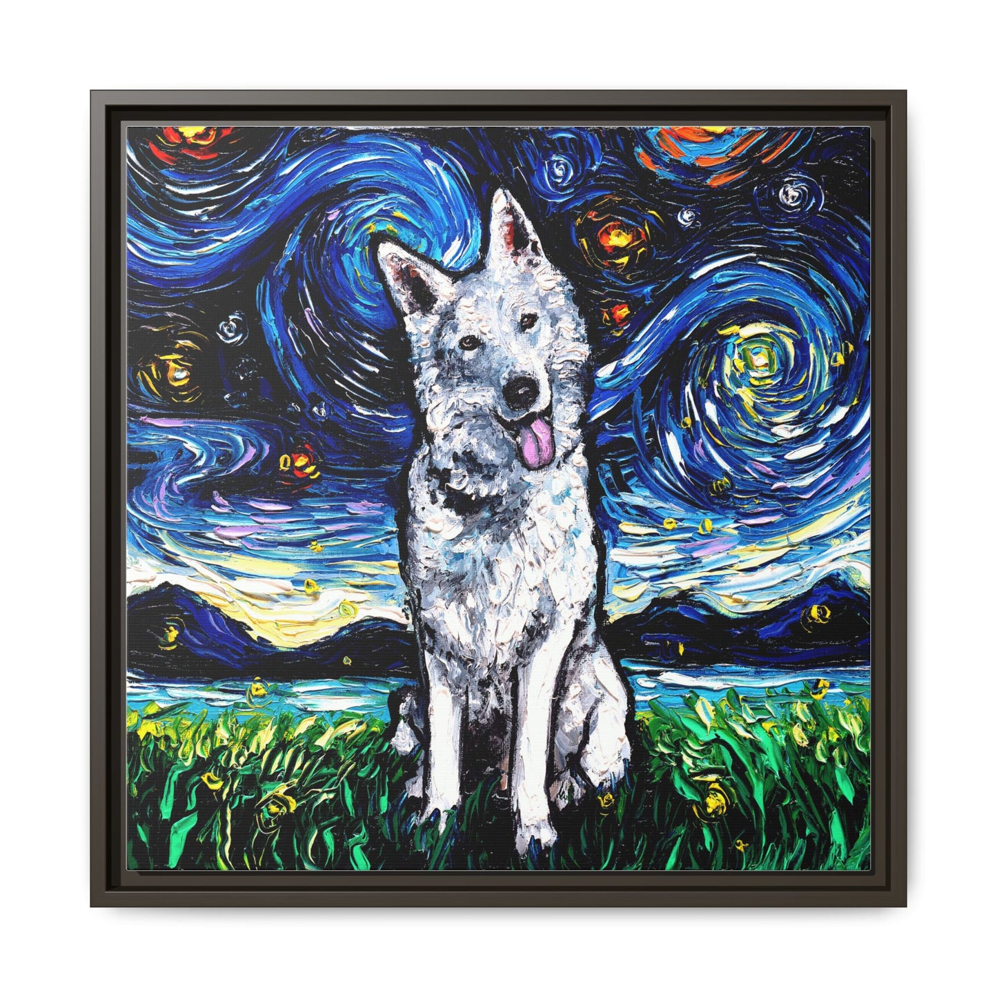 "Swiss Shepherd Night" Framed Canvas Wall Art