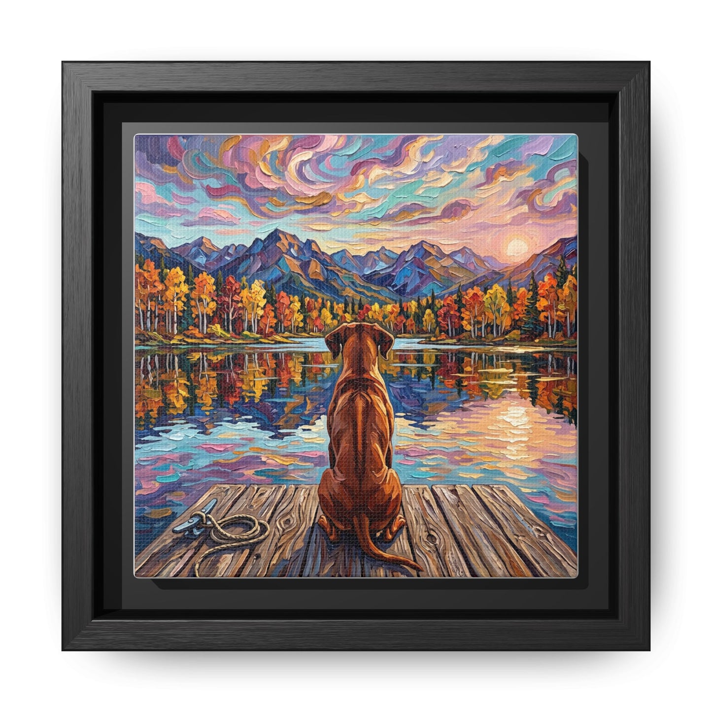 "On The Dock - Rhodesian Ridgeback" Framed Canvas Wall Art