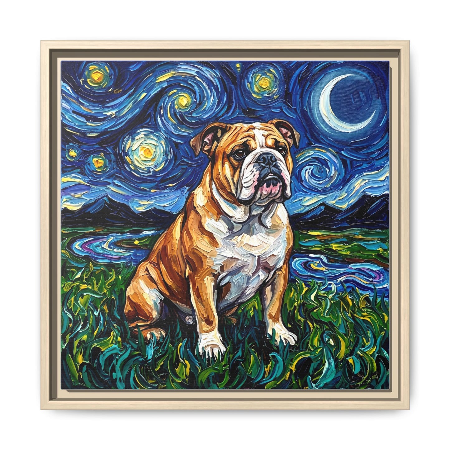 "Bulldog Night" Framed Canvas Wall Art