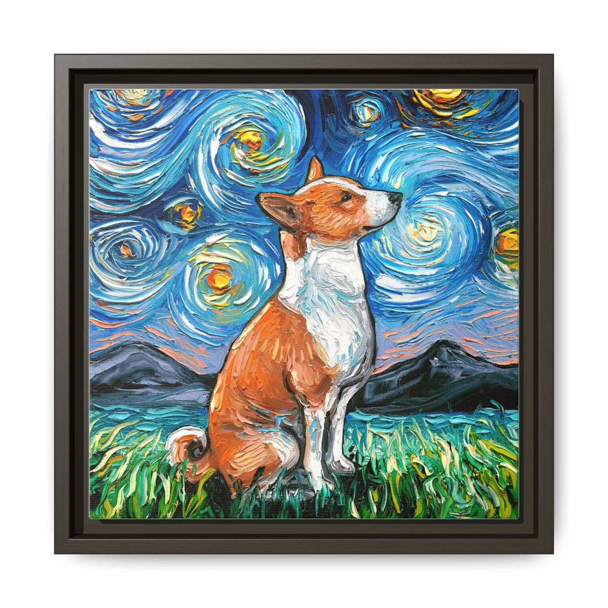 "Basenji Night" Framed Canvas Wall Art