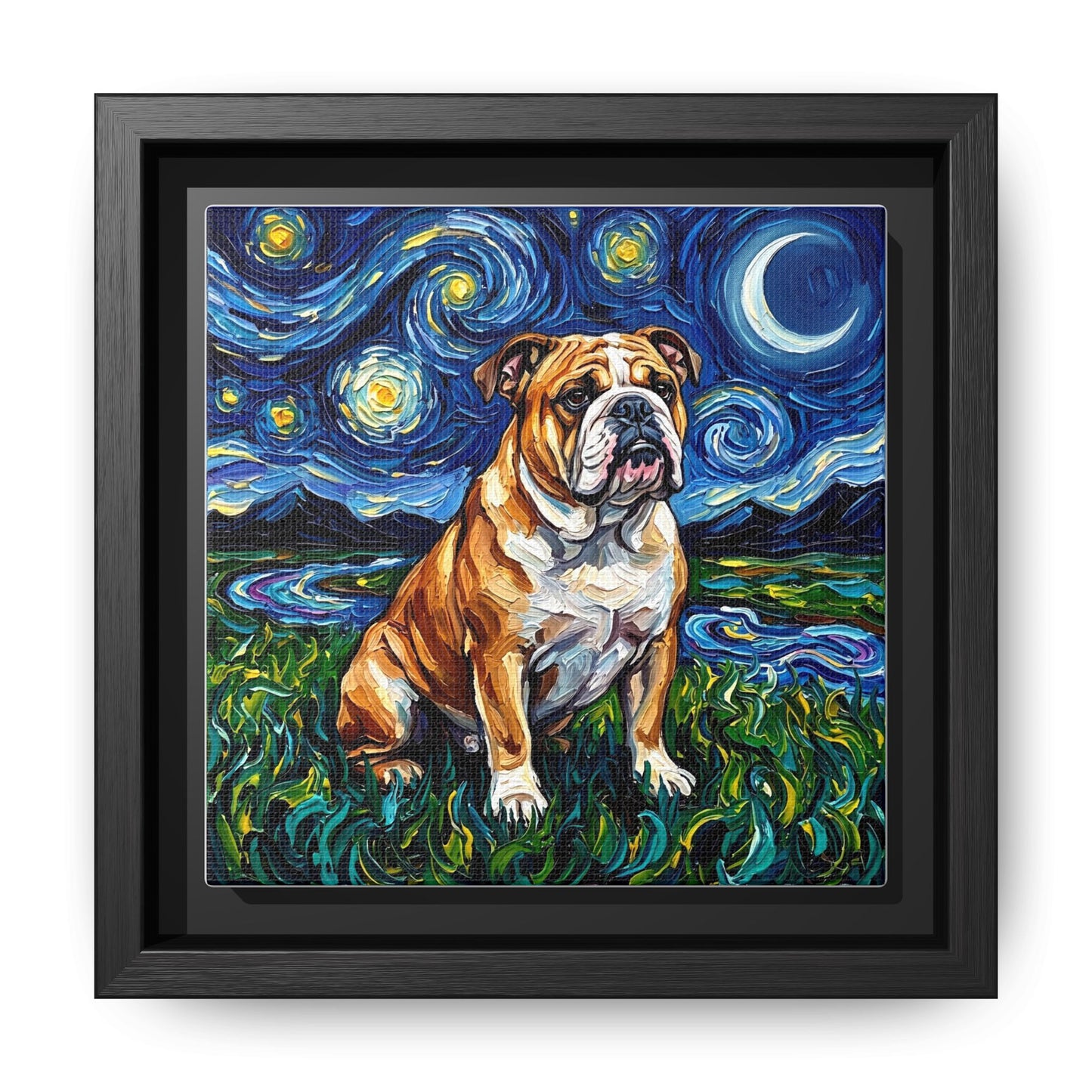 "Bulldog Night" Framed Canvas Wall Art