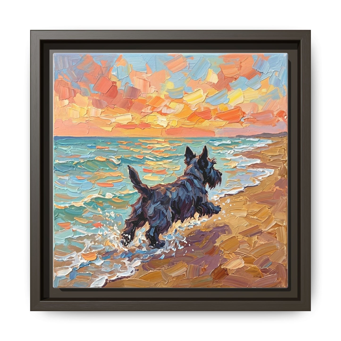 "Beach Day - Scottie" Framed Canvas Wall Art