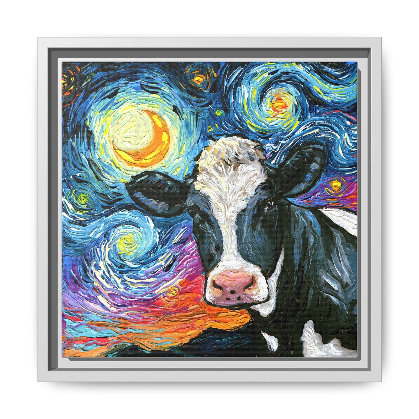 "Holstein Night" Framed Canvas Wall Art