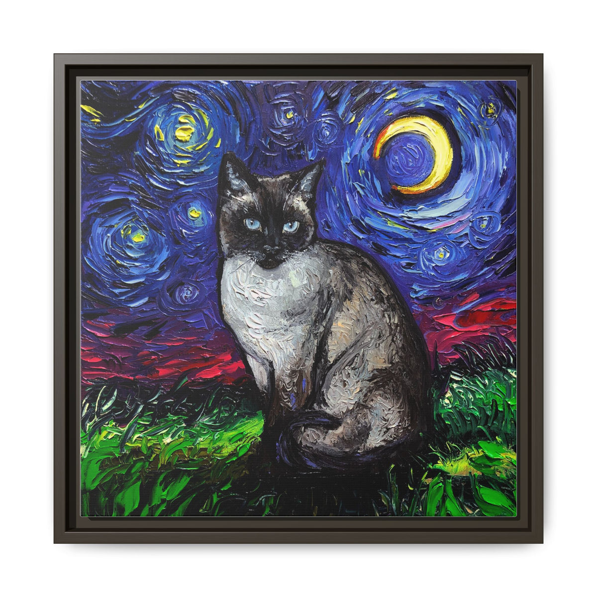 "Siamese Night" Framed Canvas Wall Art