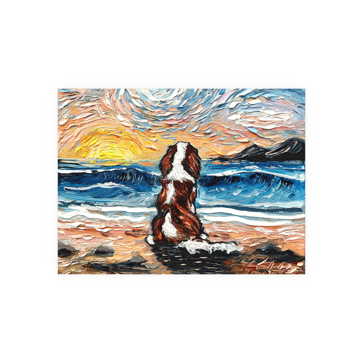 "Beach Day - Blenheim Spaniel" Wall Art Paper Print