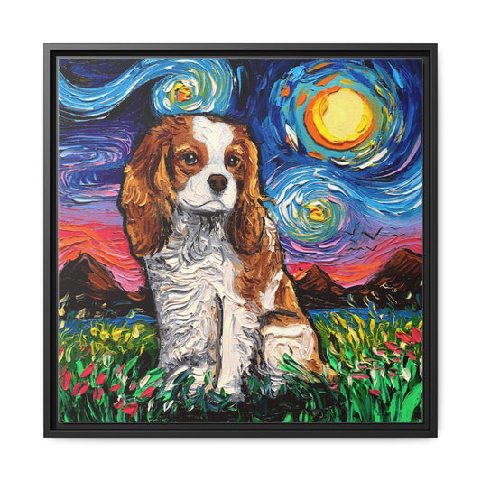 "Blenheim Spaniel Night" Framed Canvas Wall Art