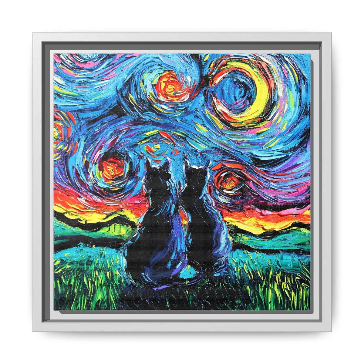 "van Gogh's Cats" Framed Canvas Wall Art