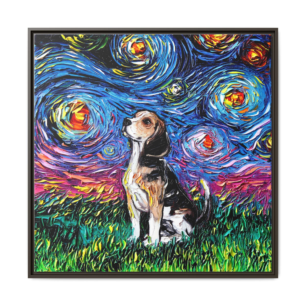 "Beagle Night" Framed Canvas Wall Art