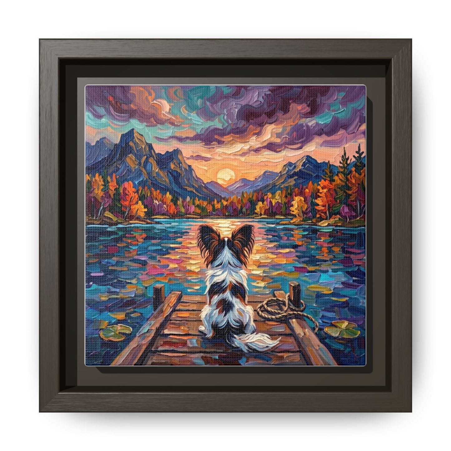 "On The Dock - Papillon" Framed Canvas Wall Art