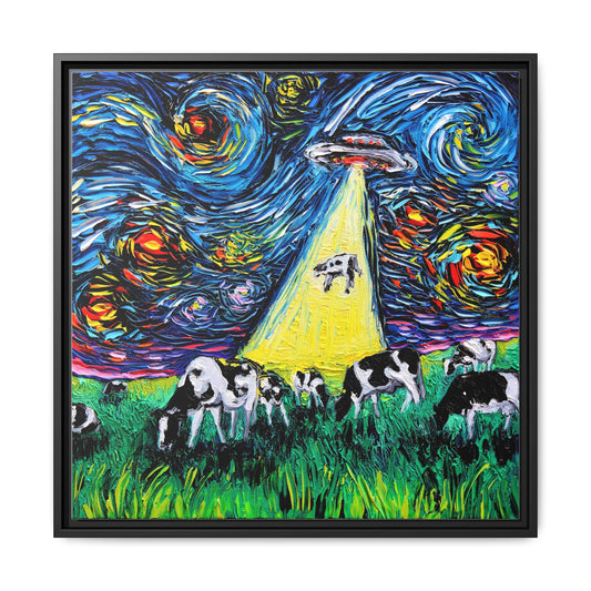 "van Gogh Was Never Abducted" Framed Canvas Wall Art
