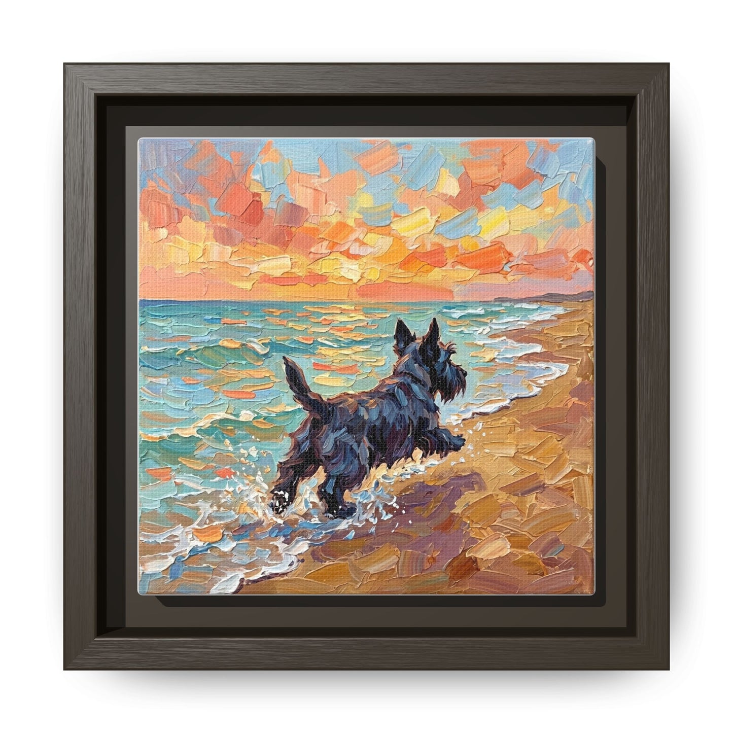 "Beach Day - Scottie" Framed Canvas Wall Art