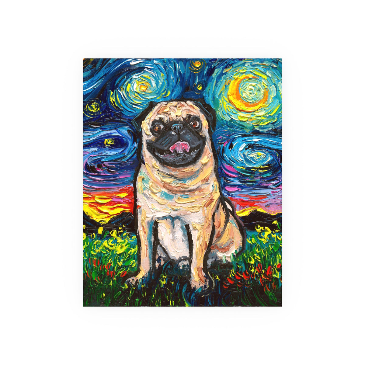 "Fawn Pug Night" Wall Art Paper Print