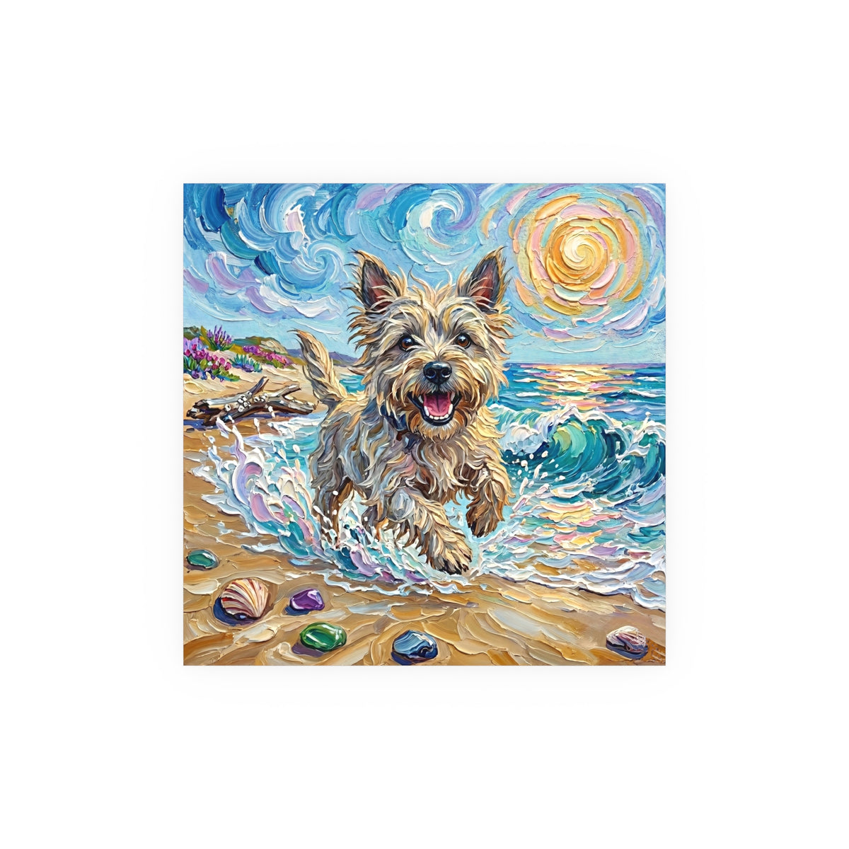 "Beach Day - Cairn Terrier" Wall Art Paper Print