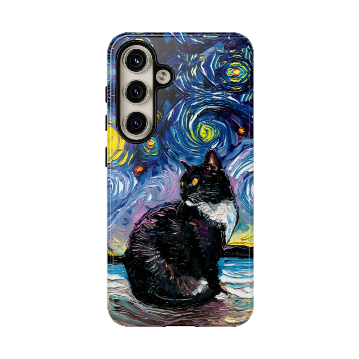 Tuxedo Cat Starry Night Art Phone Case