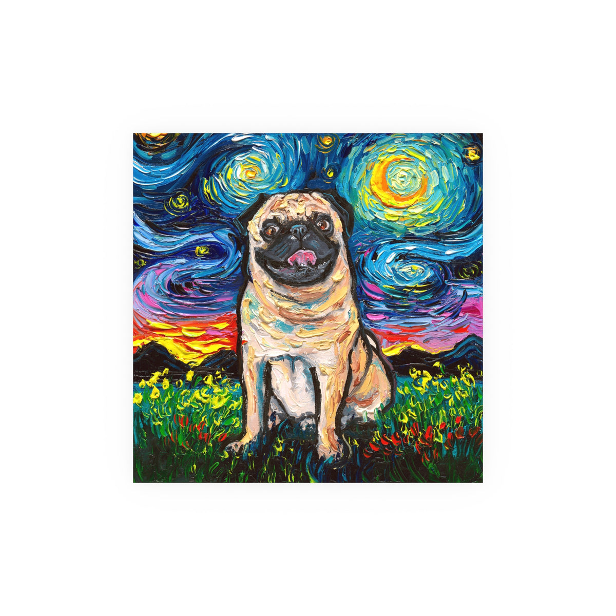 "Fawn Pug Night" Wall Art Paper Print