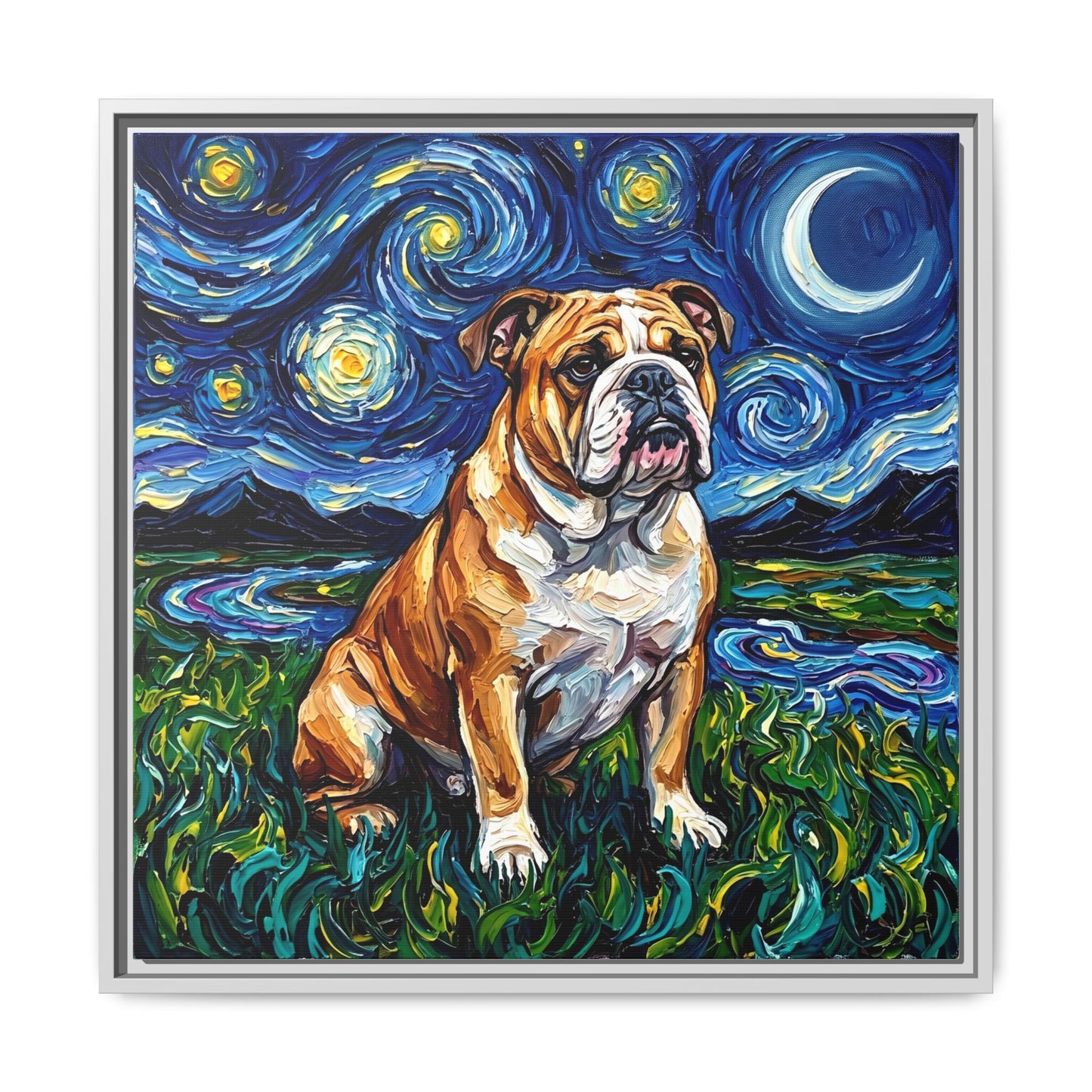 "Bulldog Night" Framed Canvas Wall Art