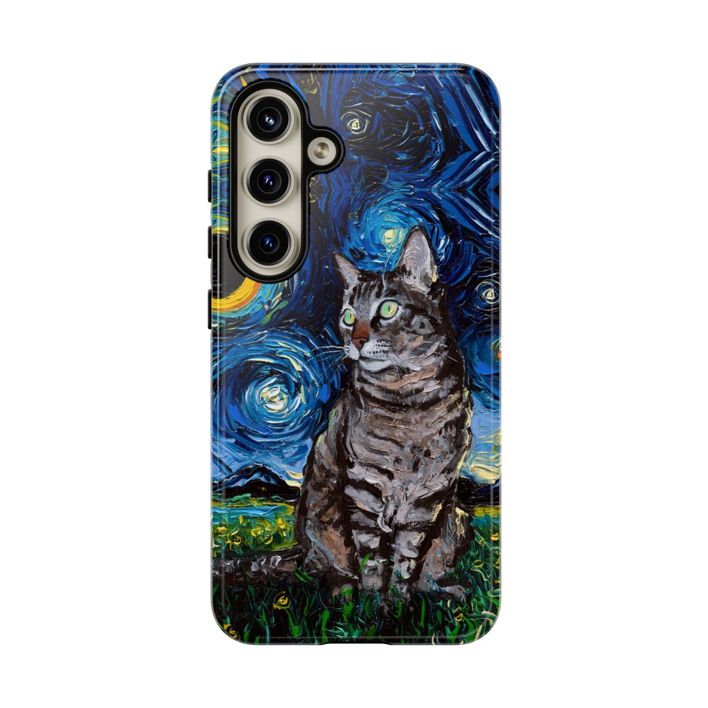 Tabby Cat Starry Night Art Phone Case