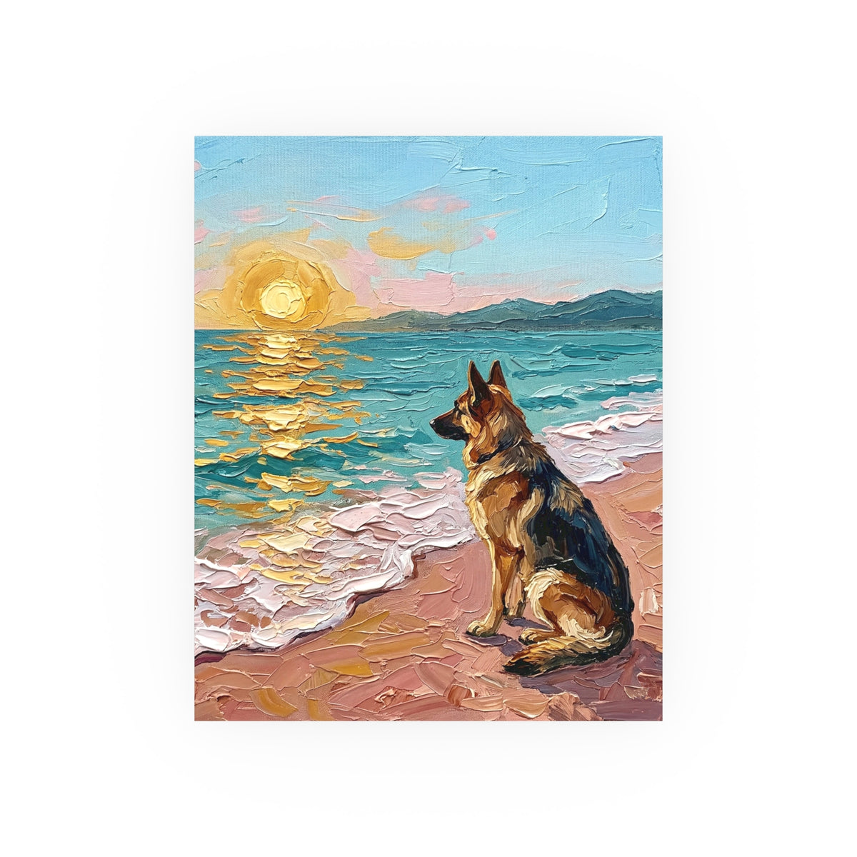 "Beach Days - German Shepherd 2" Wall Art Paper Print