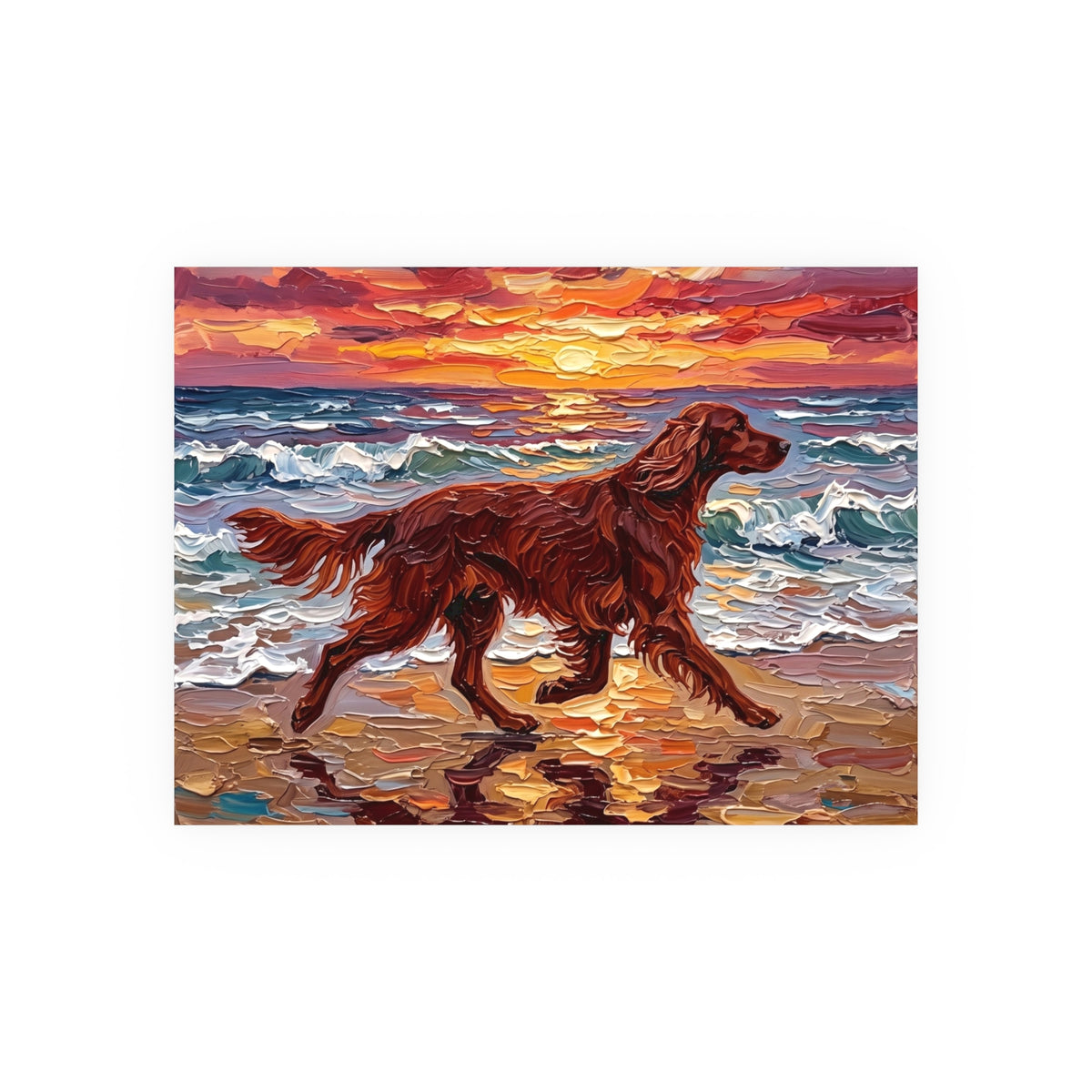 "Beach Day - Irish Setter" Wall Art Paper Print
