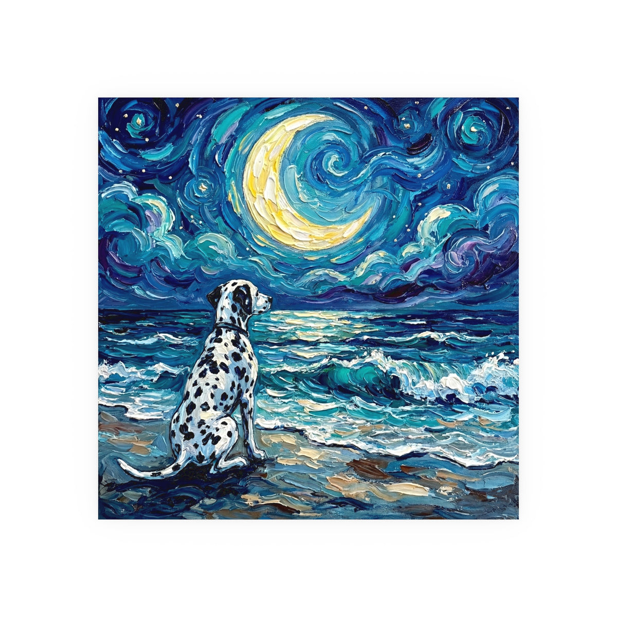 "Beach Night - Dalmatian" Wall Art Paper Print