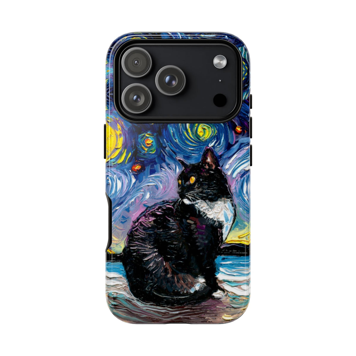 Tuxedo Cat Starry Night Art Phone Case