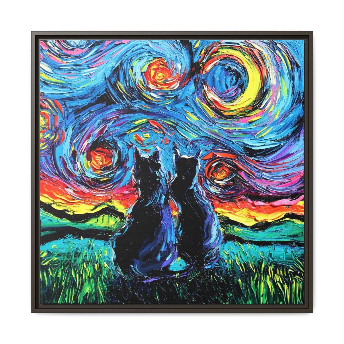 "van Gogh's Cats" Framed Canvas Wall Art