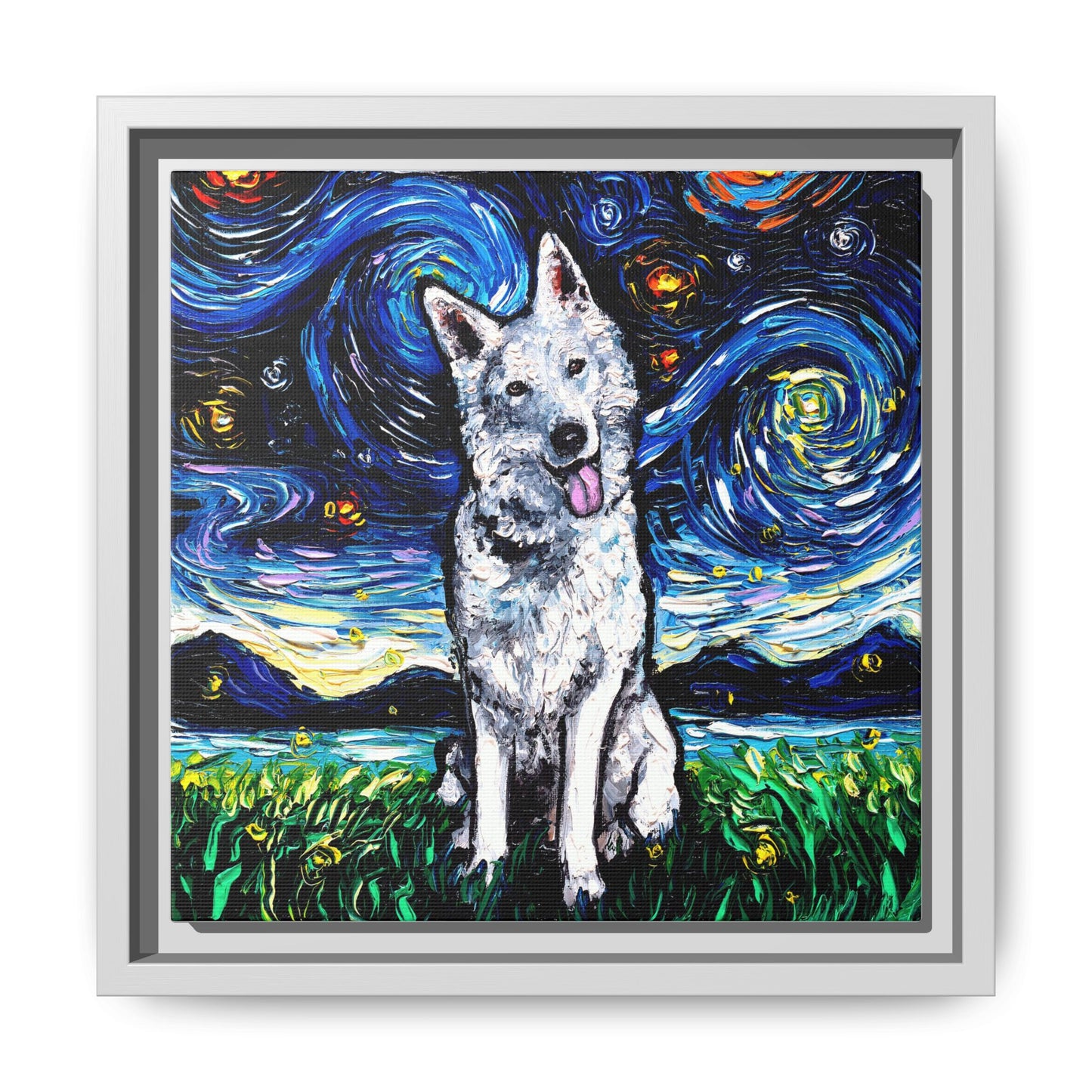 "Swiss Shepherd Night" Framed Canvas Wall Art
