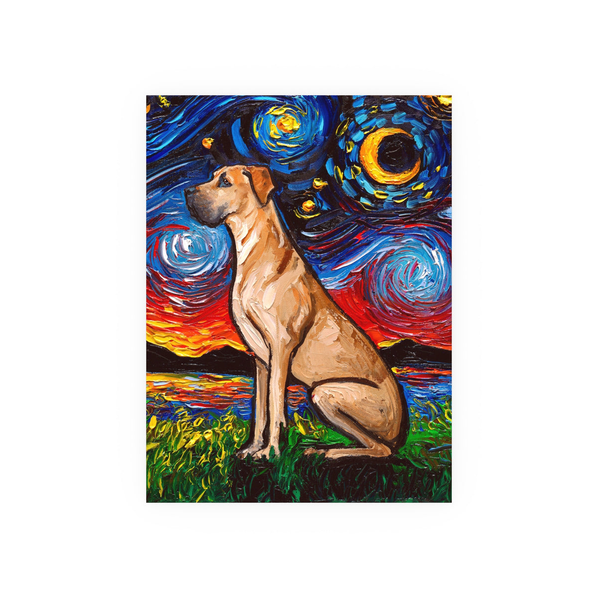 "Fawn Great Dane Night" Wall Art Paper Print