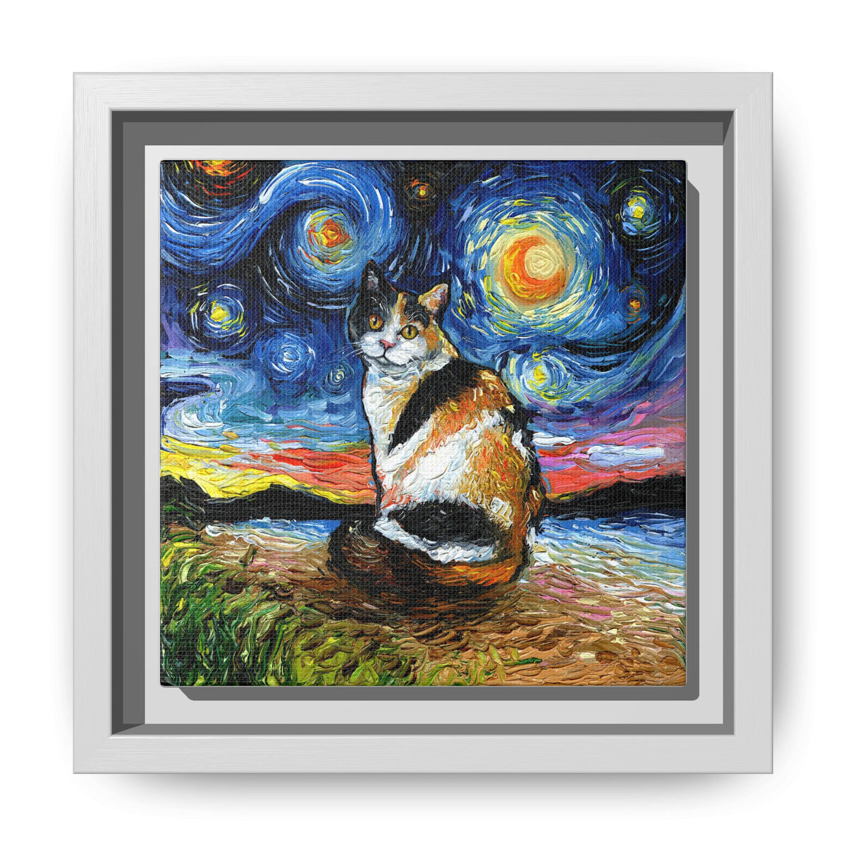 "Calico Night" Framed Canvas Wall Art