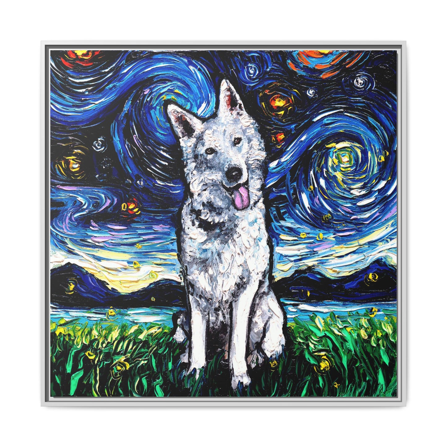 "Swiss Shepherd Night" Framed Canvas Wall Art