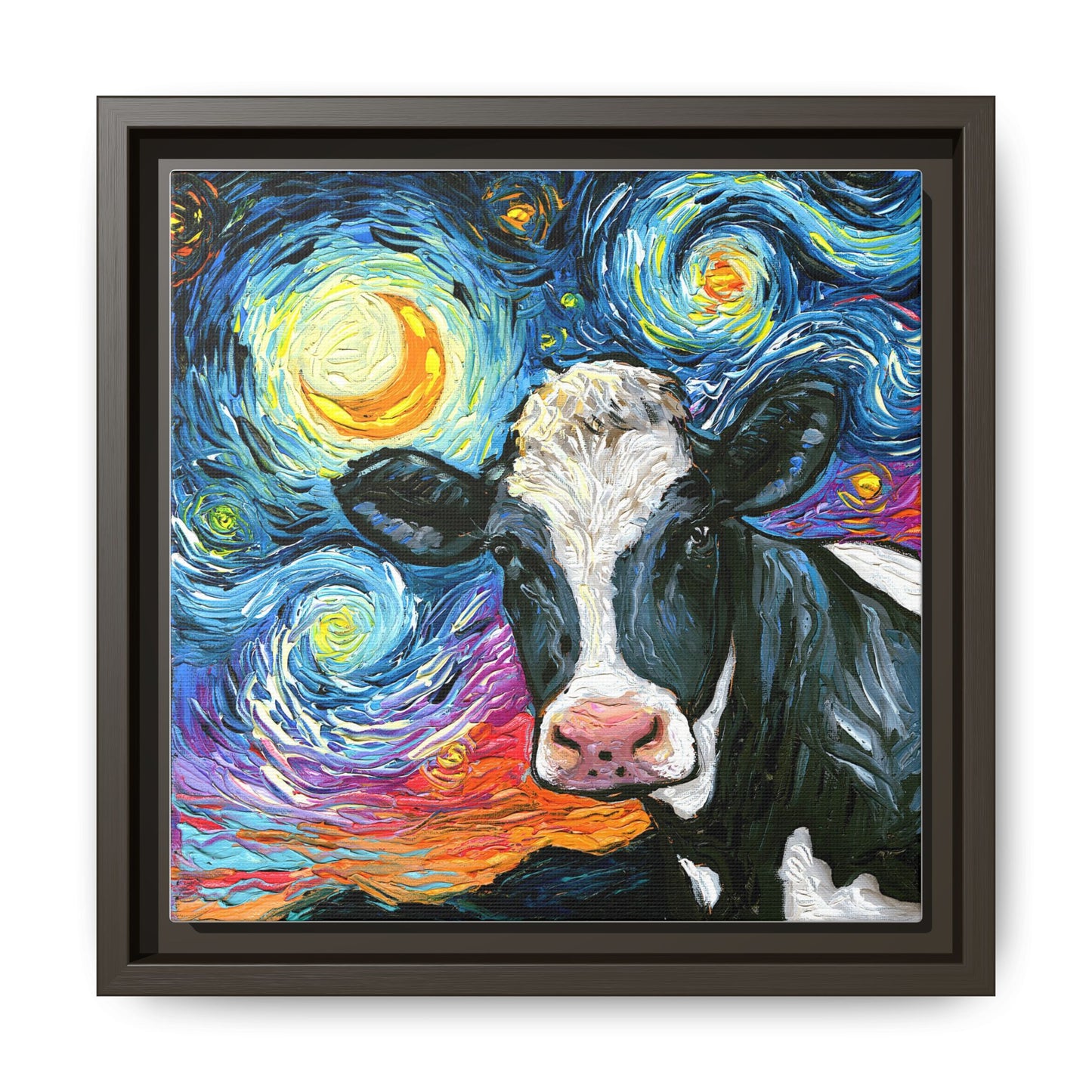 "Holstein Night" Framed Canvas Wall Art