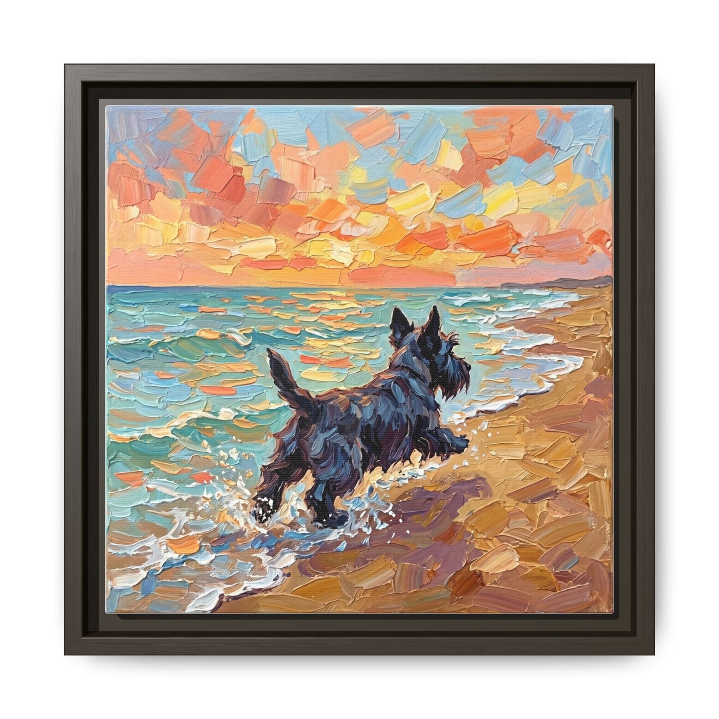 "Beach Day - Scottie" Framed Canvas Wall Art