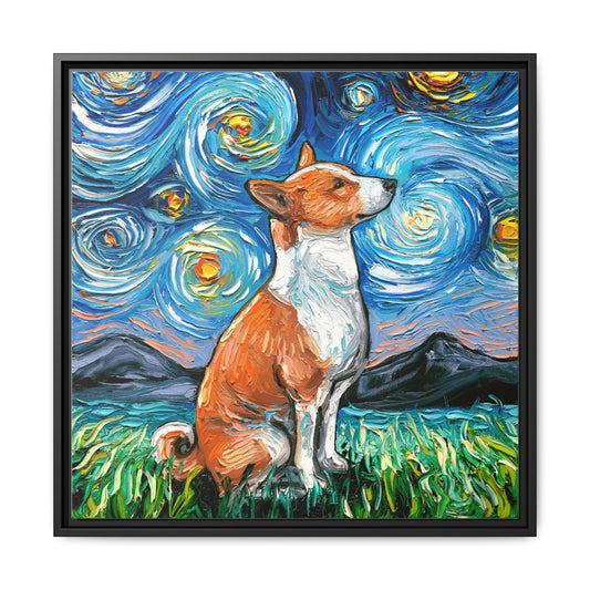 "Basenji Night" Framed Canvas Wall Art