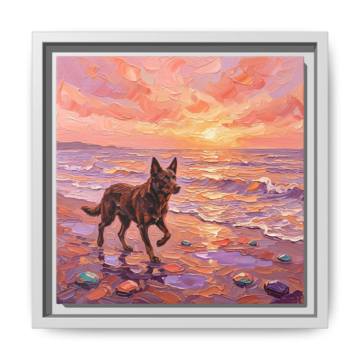 "Beach Day - Kelpie" Framed Canvas Wall Art