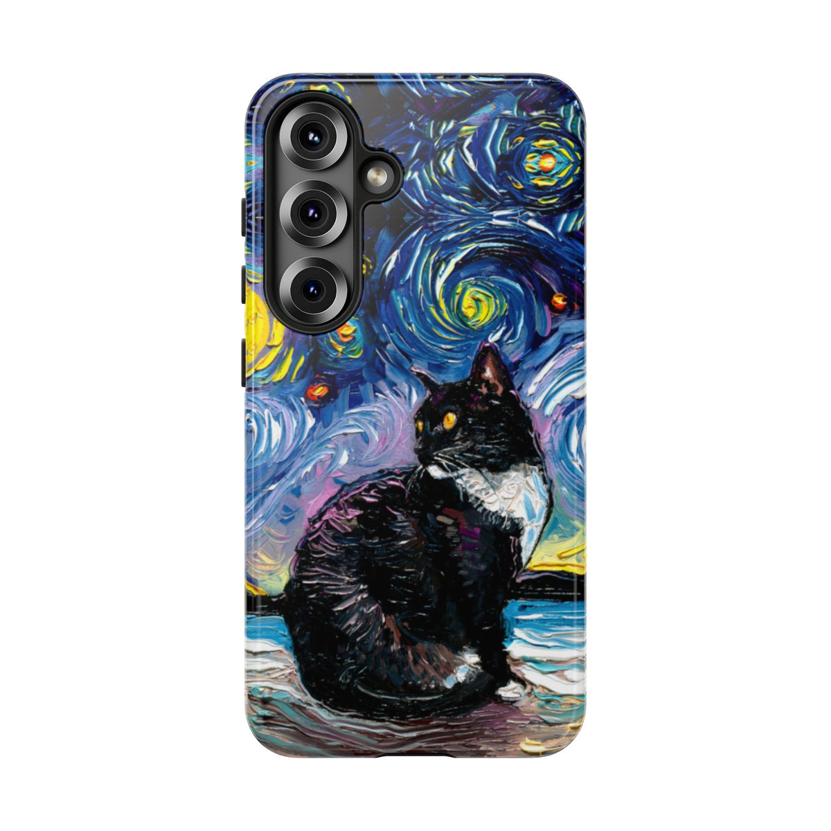 Tuxedo Cat Starry Night Art Phone Case