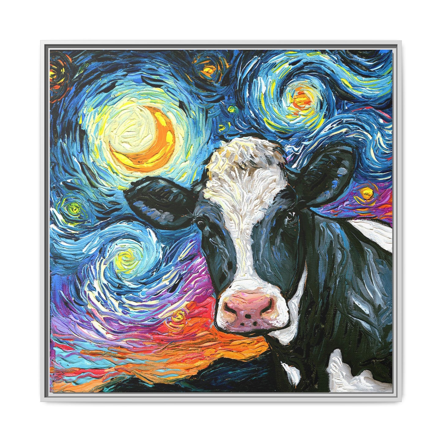 "Holstein Night" Framed Canvas Wall Art