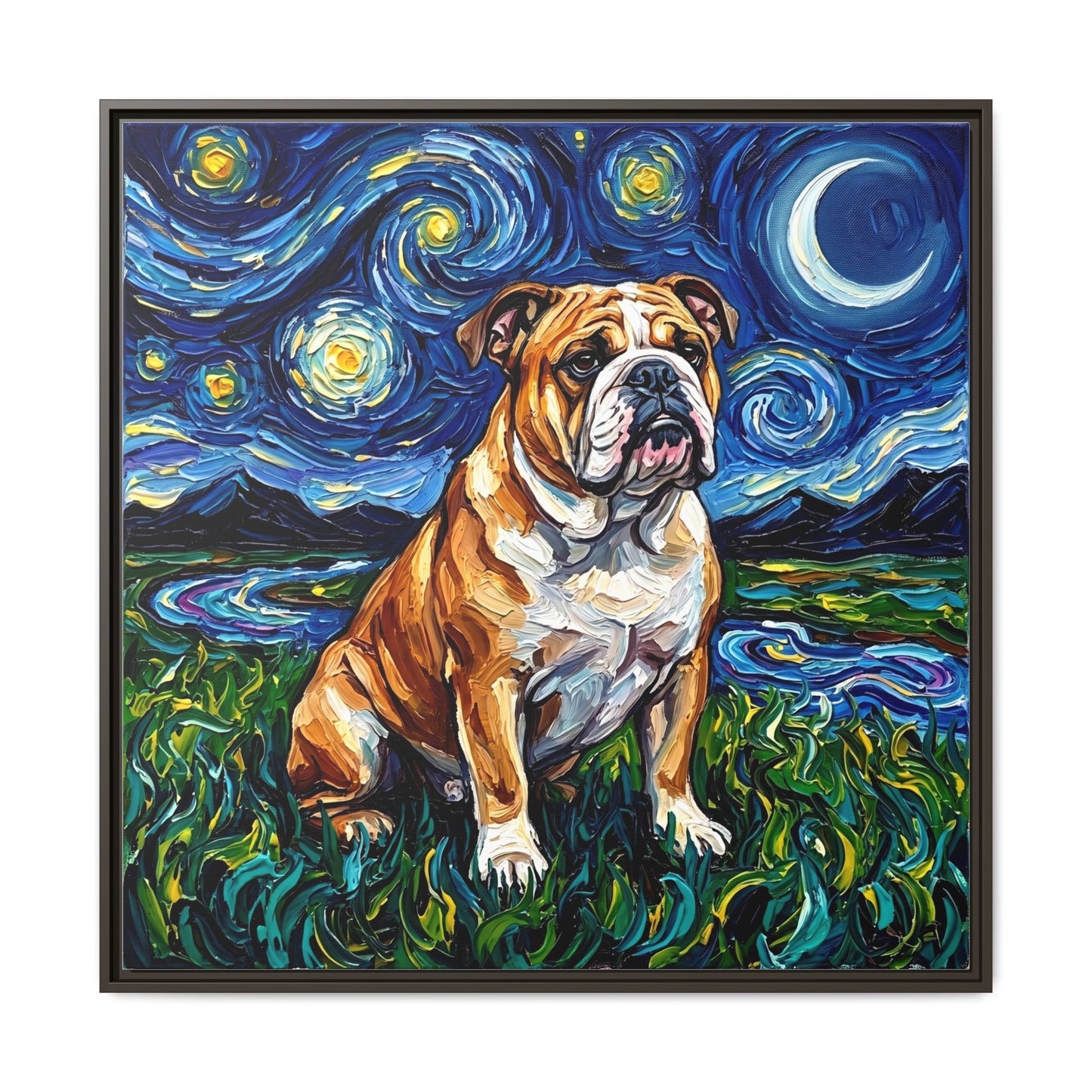 "Bulldog Night" Framed Canvas Wall Art