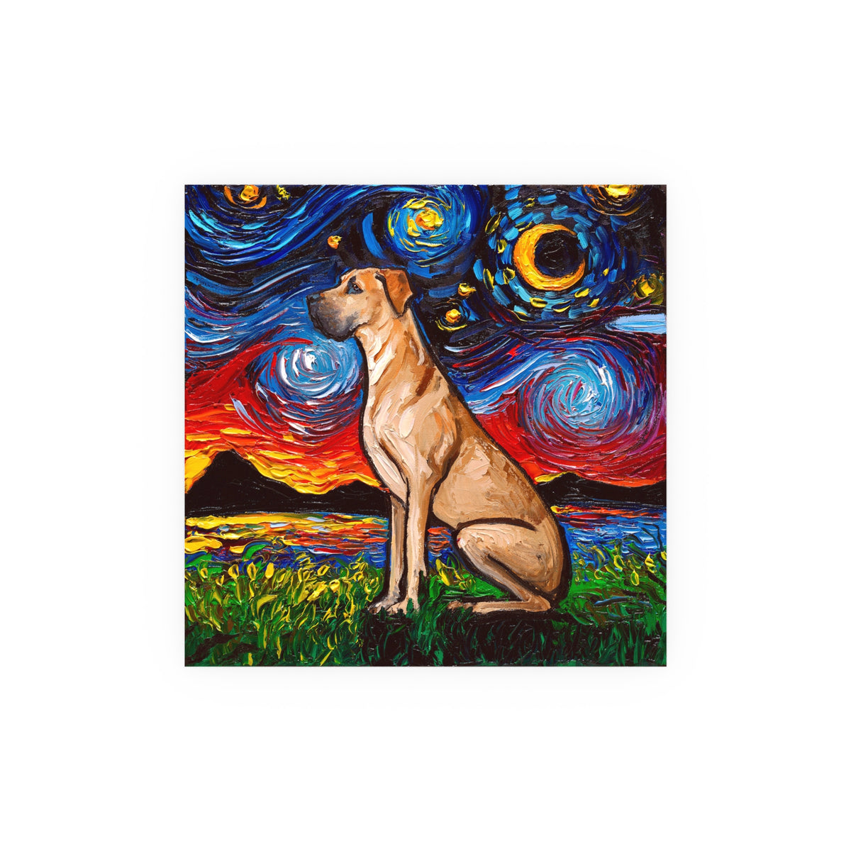 "Fawn Great Dane Night" Wall Art Paper Print