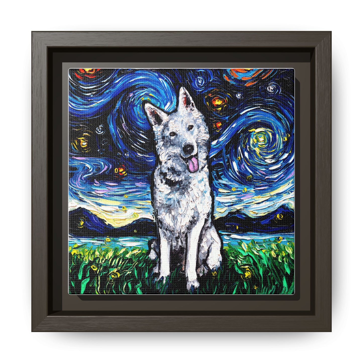"Swiss Shepherd Night" Framed Canvas Wall Art