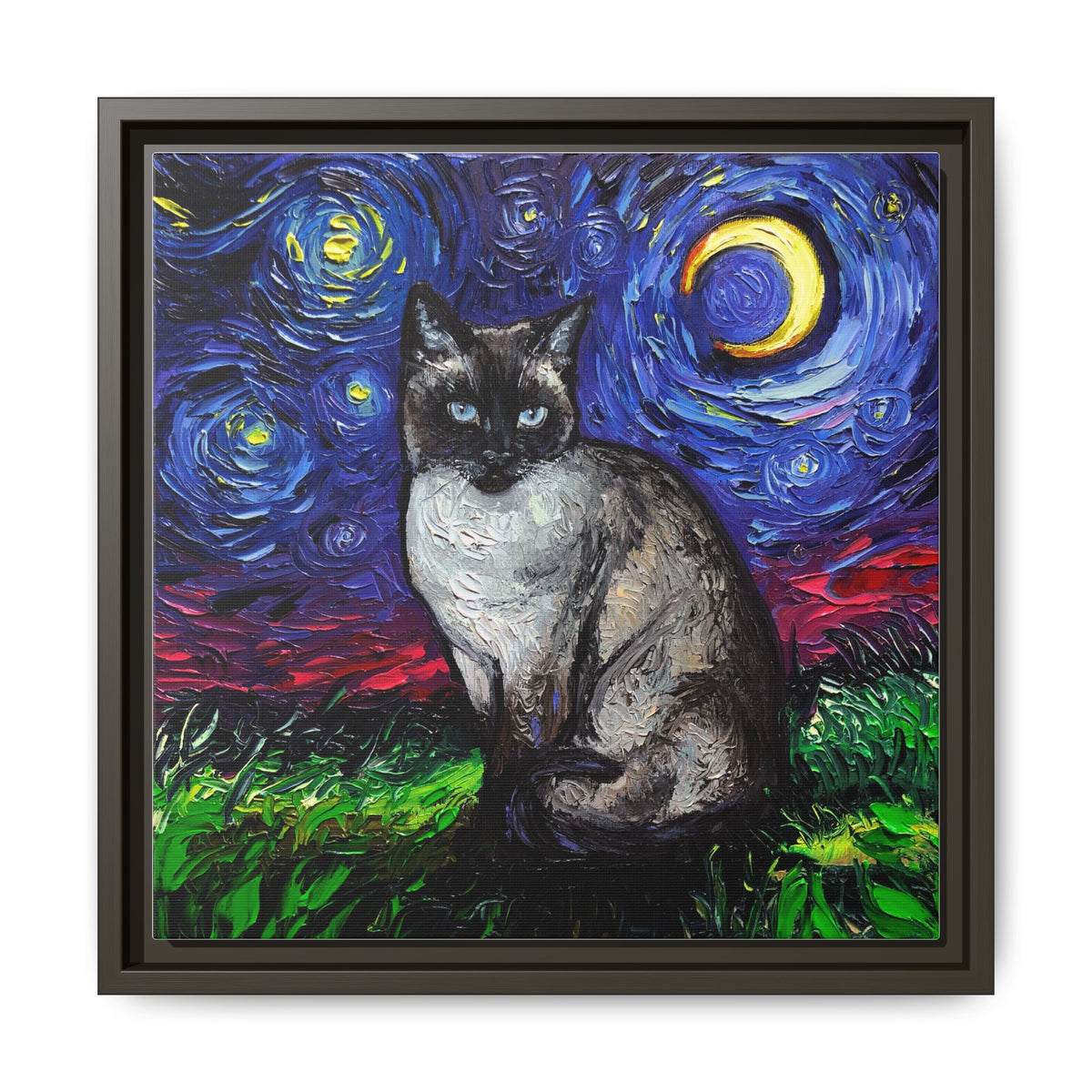 "Siamese Night" Framed Canvas Wall Art