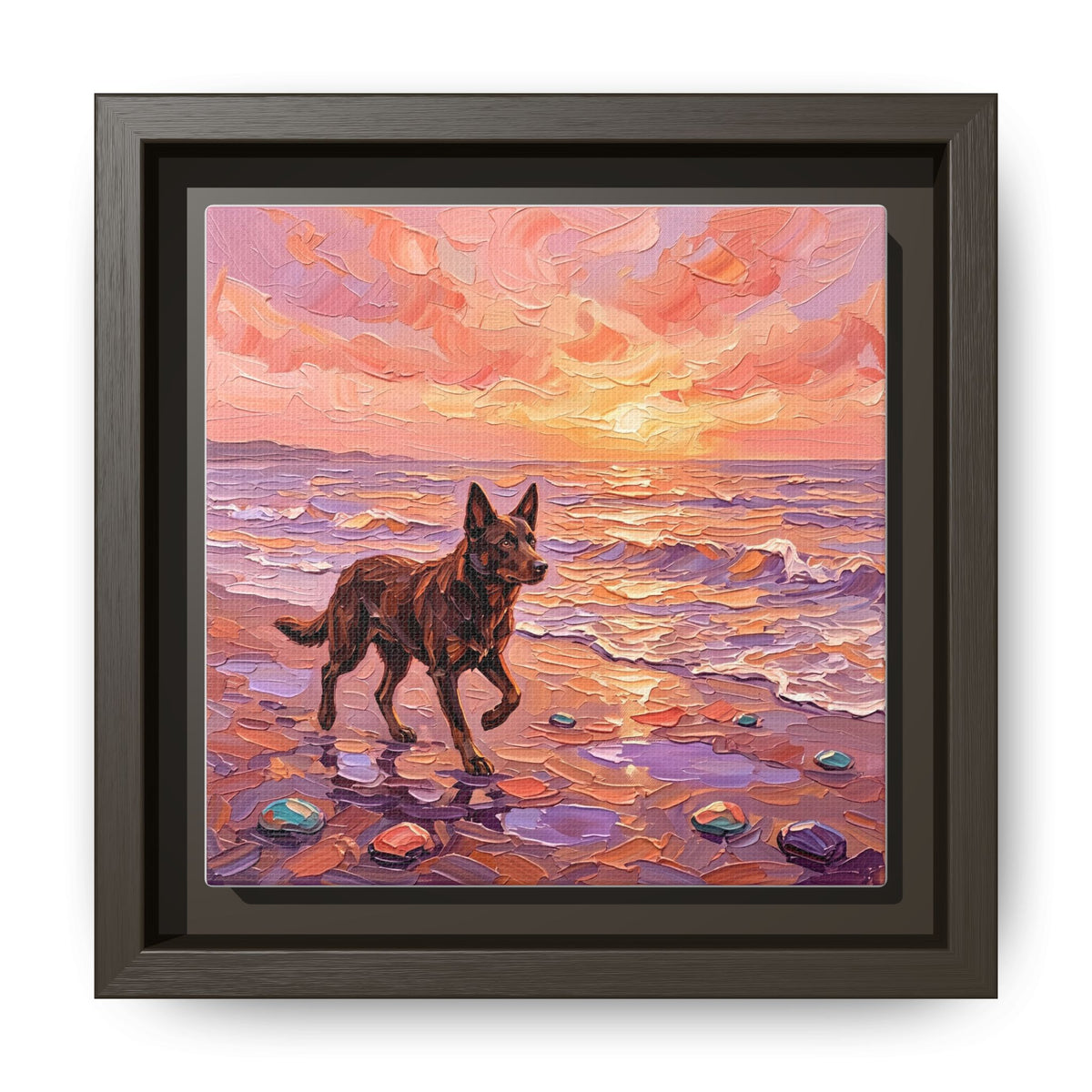 "Beach Day - Kelpie" Framed Canvas Wall Art