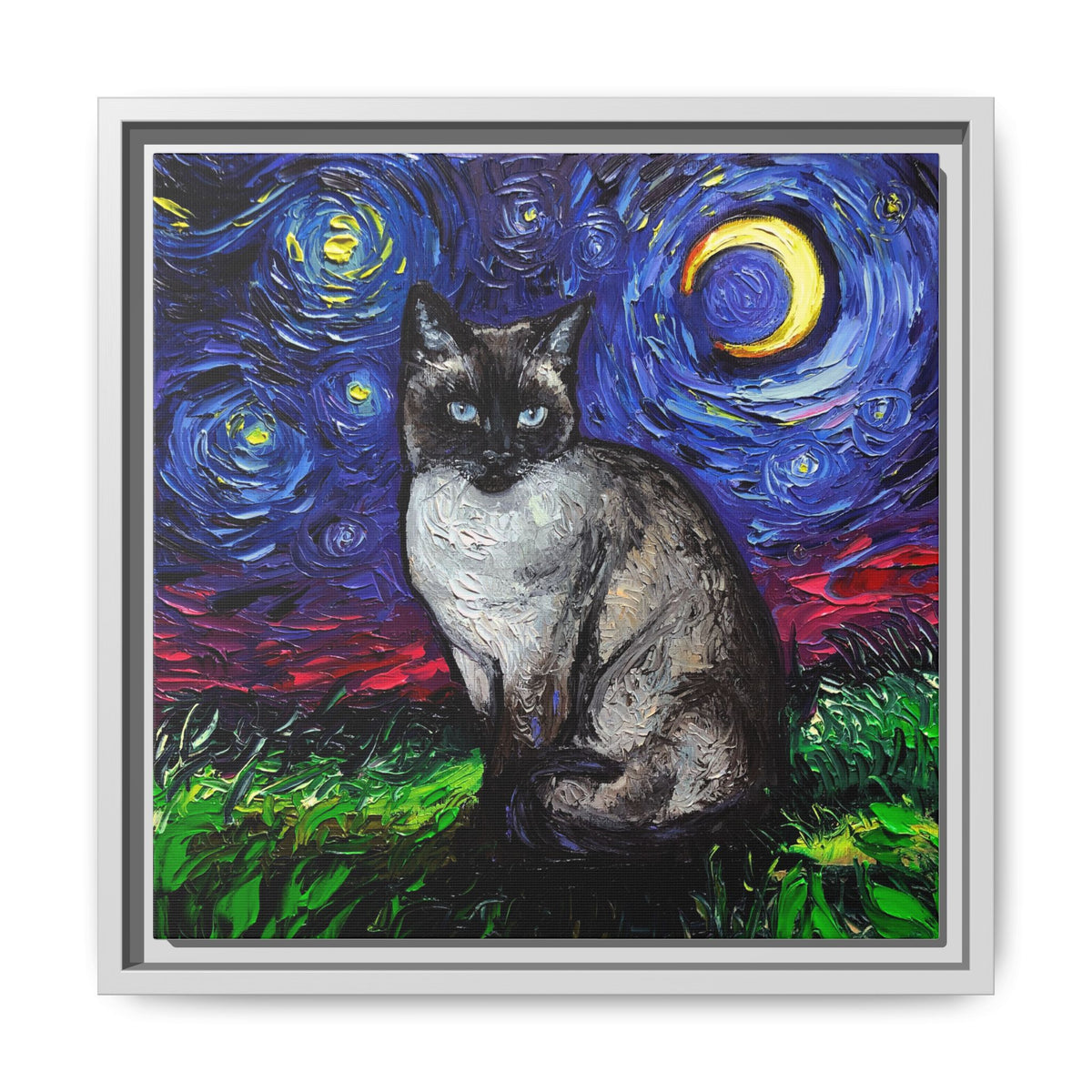 "Siamese Night" Framed Canvas Wall Art