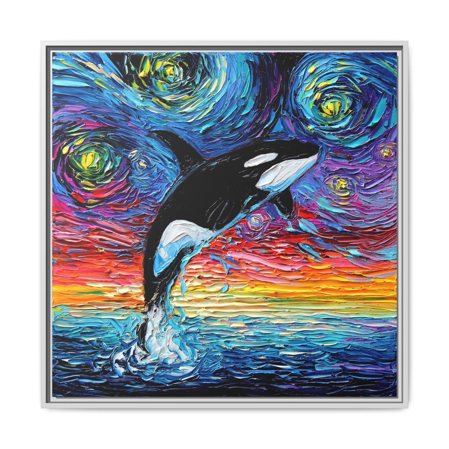"Orca Night" Framed Canvas Wall Art
