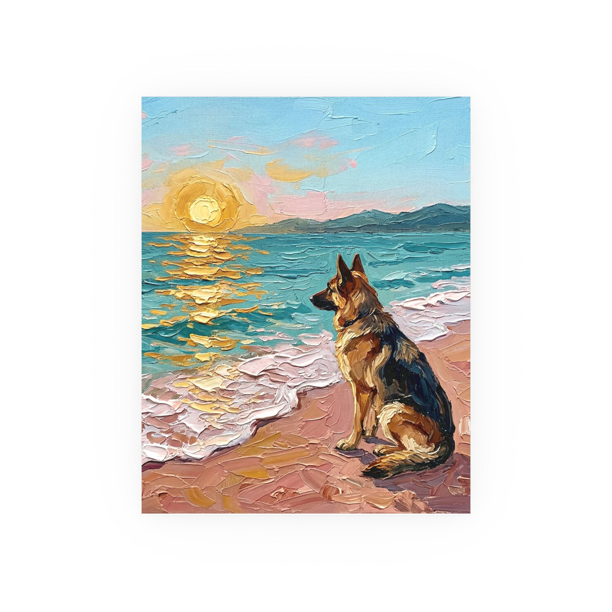 "Beach Days - German Shepherd 2" Wall Art Paper Print