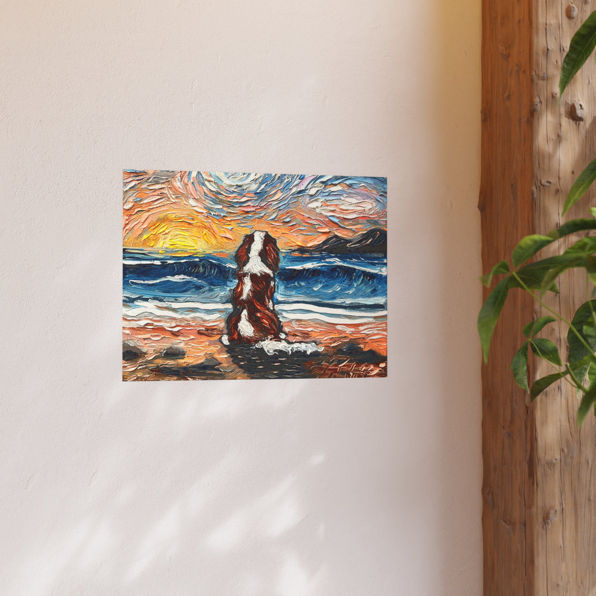 "Beach Day - Blenheim Spaniel" Wall Art Paper Print